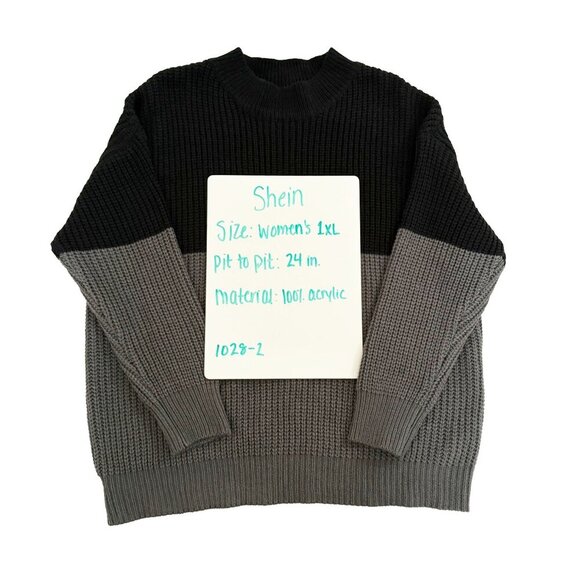 SHEIN Plus Size 1XL Two Tone Drop Shoulder Colorblock Sweater - Picture 4 of 5